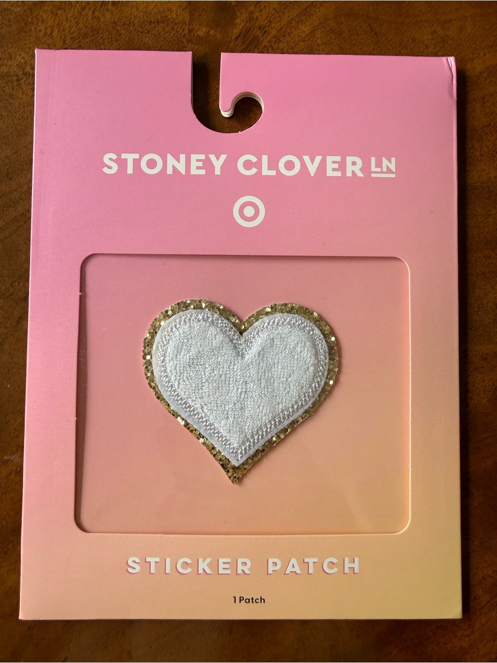 NEW Stoney Clover Lane White Heart Patch with Gold Sequin Trim